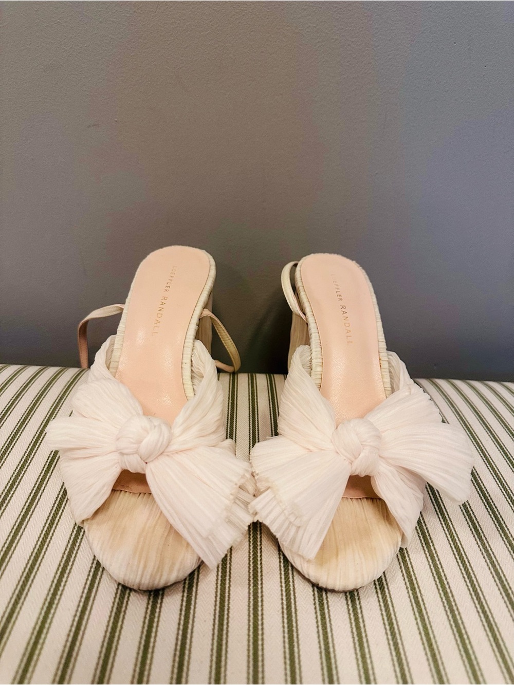 Loeffler Randall White Camellia Bow High Heel